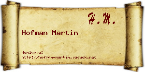 Hofman Martin névjegykártya